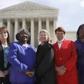 FILE - In this March 29, 2011 file photo, the five plaintiffs in a case of women employees against W...