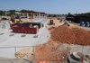  A canopy has taken shape where a Kum & Go convenience store is being built at the southeast corner of College Avenue and Township Street in Fayetteville. Planning commissioners unanimously approved plans to construct the 10-pump fuel station in November under an existing thoroughfare commercial zoning designation.
