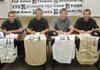 Bentonville baseball players signed with colleges recently at the Tiger Athletic Complex in Bentonville. Pictured from left are Jeremy Jones, signing with University of the Ozarks in Clarksville, Andrew Hagel, signing with Illinois Central College in East Peoria, Ill., Daulton Terry and David Johnson, both signing with Maple Woods in Kansas City, Mo.