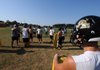 Prairie Grove football coach Danny Abshier directs practice on Tuesday.