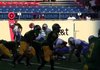 Little Rock Parkview lines up against Little Rock Mills inside the Comets 10-yard line late in the Patriots' 39-12 victory in the Arkansas Kickoff Classic at War Memorial Stadium.