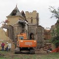 The view of the Mallalieu church from the east shows the gutted interior of the building. Once asbes...