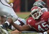 Arkansas Democrat-Gazette/MICHAEL WOODS --09/03/11-- University of Arkansas linebacker Alonzo Highsmith puts the pressure on the Missouri State offense during Saturday's game at Razorback Stadium in Fayetteville.