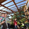 Erica Erck of Fayetteville and her 2-year-old daughter, Liv, laugh and point as a butterfly flies ar...