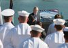   Ray Mabus, U.S. Secretary of the Navy, makes some remarks during a ceremony honoring the naming of the future USS Little Rock, a Littoral Combat Ship Class, in Riverfront Park in Little Rock in 2011.