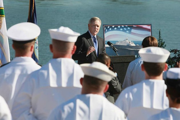 ray-mabus-us-secretary-of-the-navy-makes-some-remarks-during-a-ceremony-honoring-the-naming-of-the-future-uss-little-rock-a-littoral-combat-ship-class-in-riverfront-park-in-little-rock-in-2011
