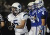 IN THE CLUTCH Springdale Har-Ber’s Preston Pianalto reacts Friday after scoring a touchdown against Rogers High School in Rogers.
