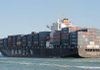 The cargo ship Hanjin Buenos Aires leaves the Port of Miami on Monday. Imports fell more than exports in August. 