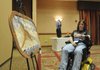 Pam Kelly of Florida admires a scene made from oyster shells. She will be performing in the stage production on Sunday.