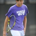 Fayetteville’s Reed Churchill smiles after winning his singles match against Little Rock Central’s A...