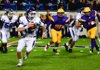 Conway quarterback Tyler Langley (with ball) ran 15 times for 86 yards and completed 12 of 26 passes for 185 yards and 1 touchdown to lead the Wampus Cats to a 23-13 victory over Little Rock Catholic on Thursday at War Memorial Stadium in Little Rock. 