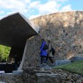 James Turrell’s installation piece “The Way of Color” provides guests with a partial view of the nig...