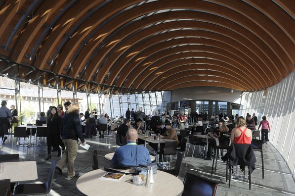 
                               
                                  Photo by Justin Wedgworth&mdash;
                               
                           
                           Visitors eat lunch Friday, Nov. 11, 2011, at Eleven during the opening day at the Crystal Bridges Museum of American Art in Bentonville.