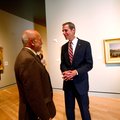Museum Executive Director Don Bacigalupi (right) talks with John Tyson during the grand opening of C...