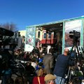 The scene on the Bentonville Square for the opening of the Crystal Bridges Museum of American Art.