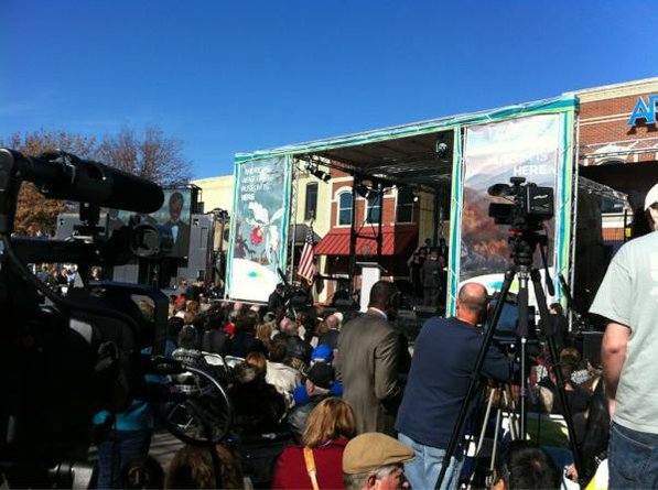 
                               
                                  Photo by Kevin Kinder&mdash;
                               
                           
                           The scene on the Bentonville Square for the opening of the Crystal Bridges Museum of American Art.