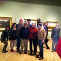 Alice Walton with some of the first guests at Crystal Bridges on Friday afternoon.