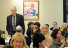 Ernest Fruehauf is recognized at a Shabbat dinner Nov. 4 at Temple Shalom in Fayetteville. Fruehauf’s family left Germany in 1941 to escape the systematic persecution of Jews. He spoke about his experiences at the annual Holocaust Education Conference held earlier in the day at the Jones Center in Springdale.
