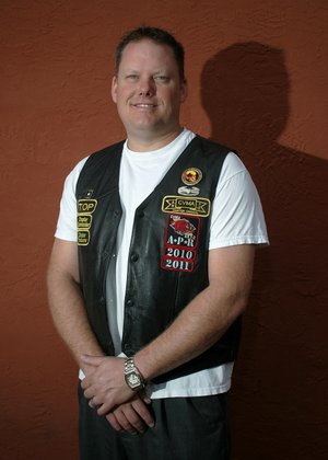  Arkansas Democrat-Gazette/RYAN MCGEENEY --10-26-2011-- 
Steve Real, chapter commander for the 7-2 chapter of the Combat Veterans Motorcycle Association.