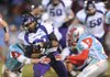 Brice Gahagans, center, a Fayetteville running back, is hit by Fort Smith Southside senior defensive backs Zachary Hood, left, and Gregory Phillips during the first half last season’s Class 7A state semifinal playoff game in Jim Rowland Stadium in Fort Smith.