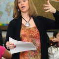 Jill Law teaches her sixth-graders about the Panama Canal on Friday at Helen Tyson Middle School in ...