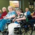 Opal Wilson, front right, and other residents enjoy music time at Fayetteville City Hospital.