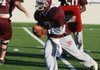Barton quarterback Laquarius Hall runs a drill during practice Wednesday at War Memorial Stadium in Little Rock. The Bears will take on the Charleston Tigers in tonight’s Class 3A championship game. 