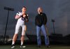 Fayetteville junior quarterback Austin Allen, left, and Fayetteville coach Daryl Patton are the NWA Media Big 6 Player of the Year and Coach of the Year respectively in the wake of the Bulldogs’ 29-28 overtime win against Bentonville in the Class 7A state championship game Dec. 3 at War Memorial Stadium in Little Rock.
