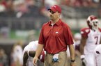 COURTESY PHOTO: Kevin Peoples, shown prior to Arkansas' game against Texas A&M in 2010, was promoted to a full-time assistant after spending two seasons as the Razorbacks' director of high school relations. 
