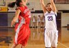 Vanessa Matlock, Fayetteville senior post, takes a shot over Fort Smith Northside junior forward Kilah Cummings, left, on Friday during the first half of play at Fayetteville High.
