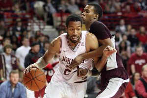 “We don’t want them spoiling this one,” Arkansas forward Marvell Waithe (left) said.