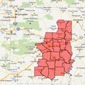The counties in red are under a tornado watch until 12 a.m., Monday.