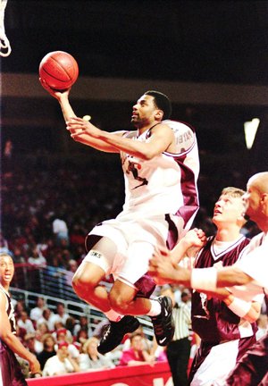 Lee Mayberry hasn’t played for Arkansas in 20 years, but he still ranks high on a number of the Razorbacks’ career lists, including first in steals (291) and third in scoring (1,940).