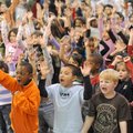 Brylan Sims, Marc Franklin and Joshua Harris, Asbell Elementary School kindergarten students, from l...