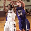 Jarvis Odems, left, a Springdale High senior, and Fayetteville junior Tyler McCullough battle for a ...
