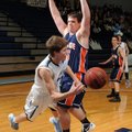 Alex Rice, left, a Springdale Har-Ber junior, passes around Rogers Heritage senior Blake Woodson (55...