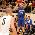 Rogers’ Collin Jones, right, attempts a 3-pointer against Bentonville at Tiger Arena in Bentonville ...