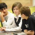 Achal Thakore, from left, along with Washington Junior High School quiz bowl team members Veronica H...