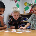Uziel Garcia, 7, from left, Jonathan Hime, 7, and Kaedon Gentry, 8, all second-grade gifted and tale...
