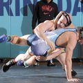 Andy McDowell, top, Bentonville, and Springdale Har-Ber’s Luke Hanson compete in the championship bo...