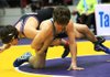 Arkansas Democrat-Gazette/STATON BREIDENTHAL --2/10/12 --  Dalton Ensley (left) of Fayetteville wrestles Dalton Doss of Springdale Har-Ber Friday in their 138 lb match at the Wrestling State Tournament. 