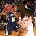 Cameron Harris, left, a Shiloh Christian Lady Saints guard, grabs a rebound while guarded by the Gra...