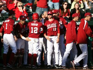 Arkansas v Northwestern State Tuesday, February 21, 2012 at Baum Stadium in Fayetteville.