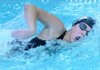 Lauren Lamaestra of Springdale High competes in the first leg of the 200-yard freestyle relay Feb. 15 at the Jones Center in Springdale for the 7A-West Conference Swimming and Diving Meet.
