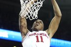 Arkansas Democrat-Gazette/WILLIAM MOORE
Arkansas' BJ Young misses a dunk against Florida Saturday, February 18, 2012 at Bud Walton Arena in Fayetteville.