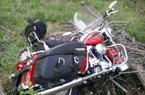 Bobby Petrino's Harley-Davidson motorcycle following an accident on Sunday. 
