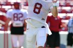 Arkansas quarterback Tyler Wilson threw for 366 yards and six touchdowns in Friday’s scrimmage at Reynolds Razorback Stadium in Fayetteville. 