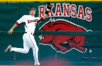 Arkansas Democrat-Gazette/JASON IVESTER --04/06/12--
Arkansas vs Georgia baseball
Arkansas right fielder Sam Bates fields a fly ball against Georgia at Baum Stadium in Fayetteville on Friday, April 6, 2012.