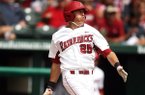 Arkansas first baseman Dominic Ficociello hit a home run for the second consecutive game. 