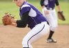 Ashlye Pool, Fayetteville’s starting pitcher, prepares to throw to first after fielding a ball hit to the infield Thursday during the Lady Bulldogs’ 4-0 win over Springdale Har-Ber at Lady’Dawg Yard.